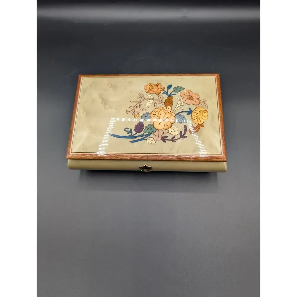 Italian Inlaid Wood Musical Jewelry Box
